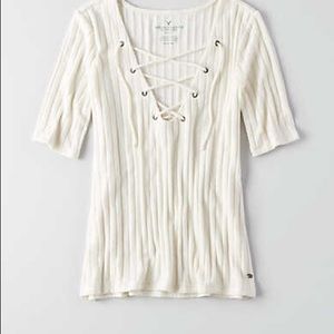 American Eagle lace up top